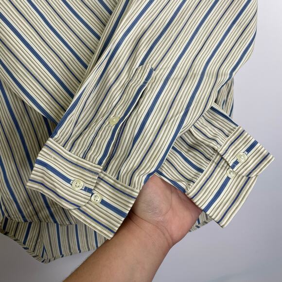 Tommy Hilfiger stripped collarless button up Long Sleeve men's shirt size XL - Picture 5 of 12